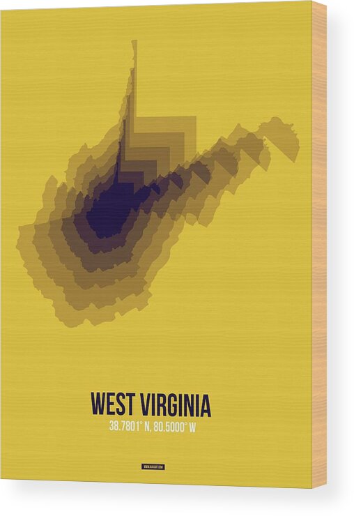 West Virginia Wood Print featuring the digital art Map of West Virginia by Naxart Studio