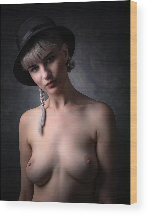 Fine Art Nude Wood Print featuring the photograph Miss Ponytail by Luc Stalmans