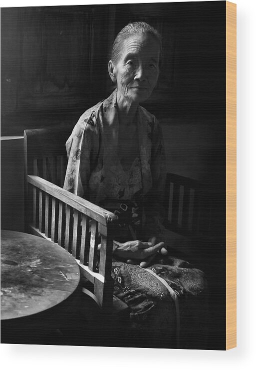 Klaten Wood Print featuring the photograph My Aunt, Bulek Larsih by Sebastian Kisworo