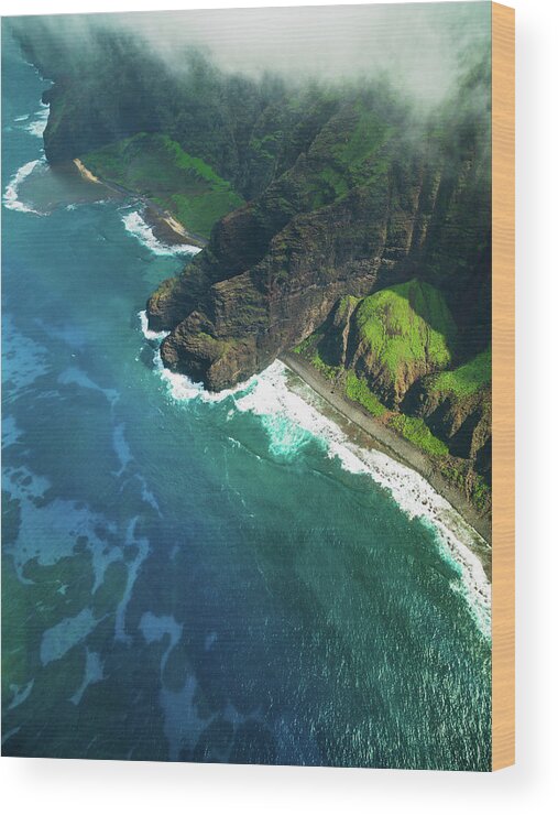 Scenics Wood Print featuring the photograph Na Pali Coast Kauai Island Hawaiian by Mlenny