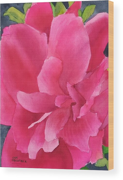Peony Wood Print featuring the painting Natalie's Peony by Ann Frederick