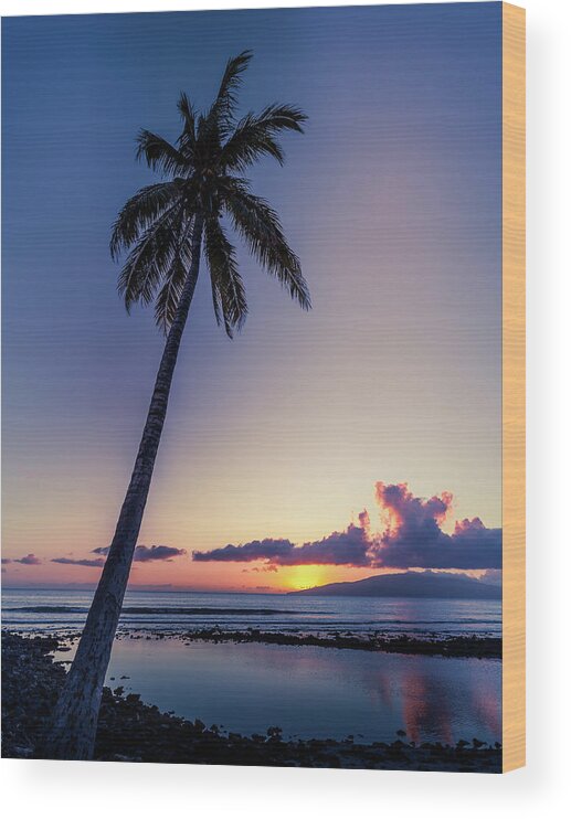 Olowalu Wood Print featuring the photograph Olowalu Maui sunset by Chris Spencer