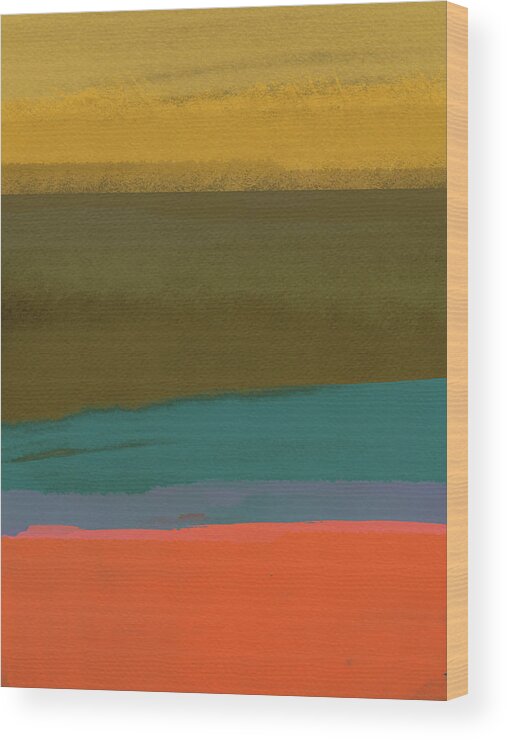 Landscape Wood Print featuring the painting Orange and Yellow Abstract by Naxart Studio