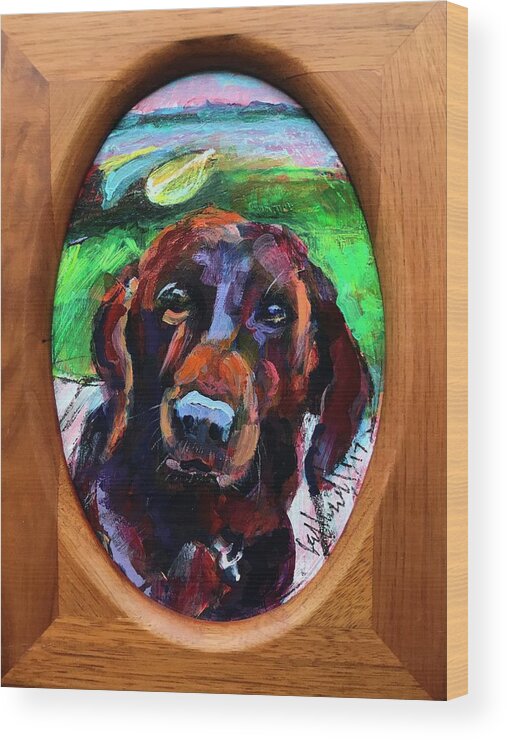 Painting Wood Print featuring the painting Otter by Les Leffingwell