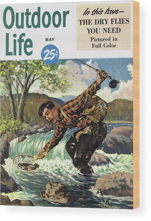 Creek Wood Print featuring the drawing Outdoor Life Magazine Cover May 1950 by Outdoor Life