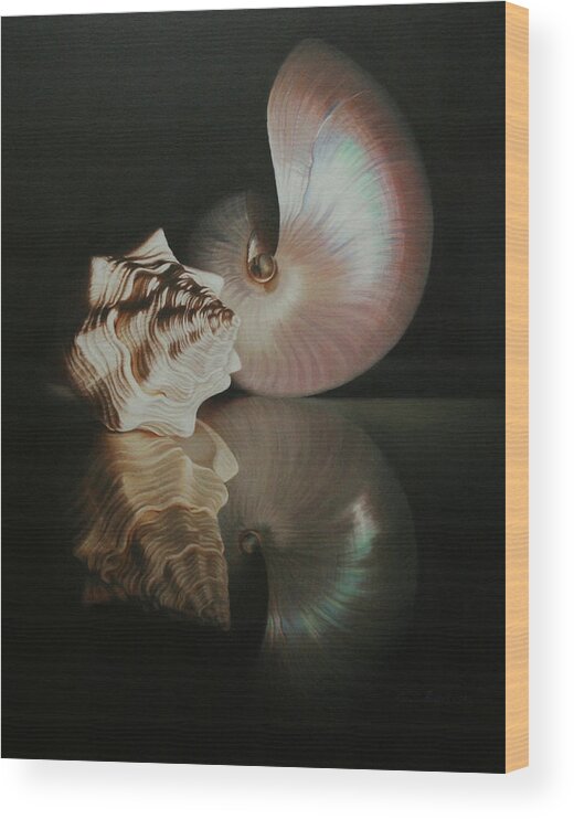 Nautilus Wood Print featuring the painting Pearl Nautilus by Cecile Baird