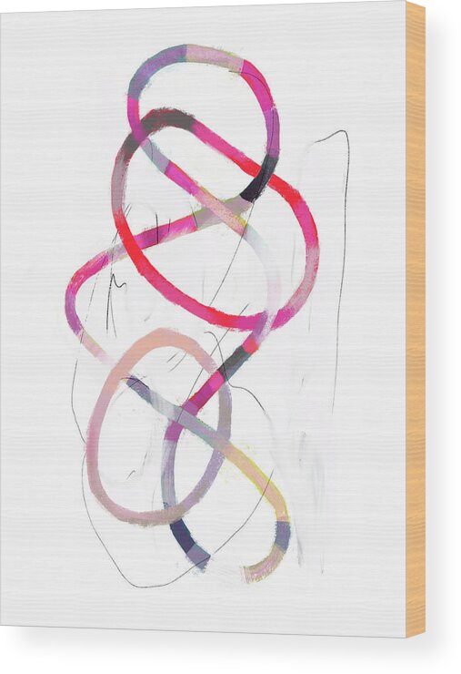Abstract Wood Print featuring the painting Polychrome Tangle I by Victoria Borges