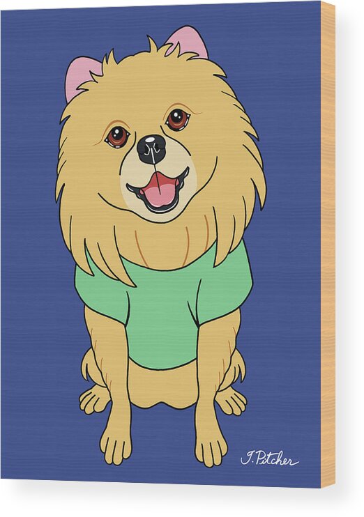 Pomeranian Wood Print featuring the mixed media Pomeranian by Tomoyo Pitcher