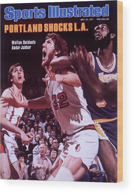 Playoffs Wood Print featuring the photograph Portland Trail Blazers Bill Walton, 1977 Nba Western Sports Illustrated Cover by Sports Illustrated