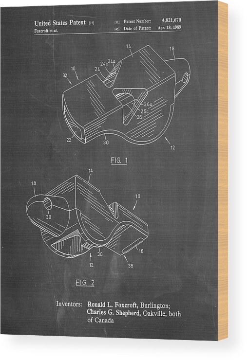 Pp851-chalkboard Fox 40 Coach's Whistle Patent Poster Wood Print featuring the digital art Pp851-chalkboard Fox 40 Coach's Whistle Patent Poster by Cole Borders