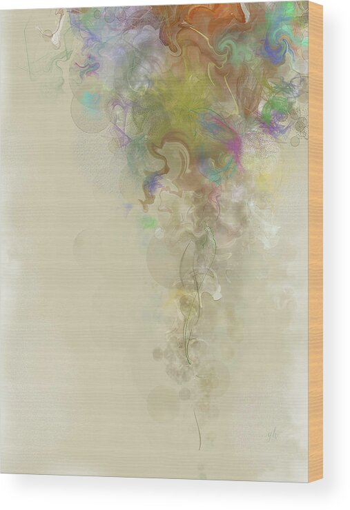 Abstract Wood Print featuring the digital art PRELUDE Dreams of Spring by Gina Harrison