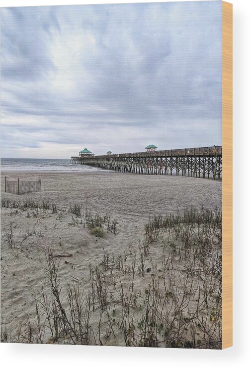 Cloudy Wood Print featuring the photograph Rainy Beach Day by Portia Olaughlin