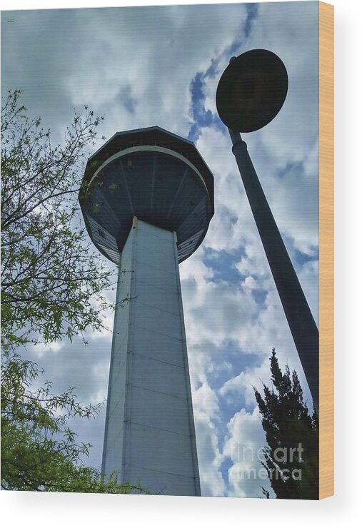 Towering Wood Print featuring the photograph Restaurant in the Clouds by Roberta Byram