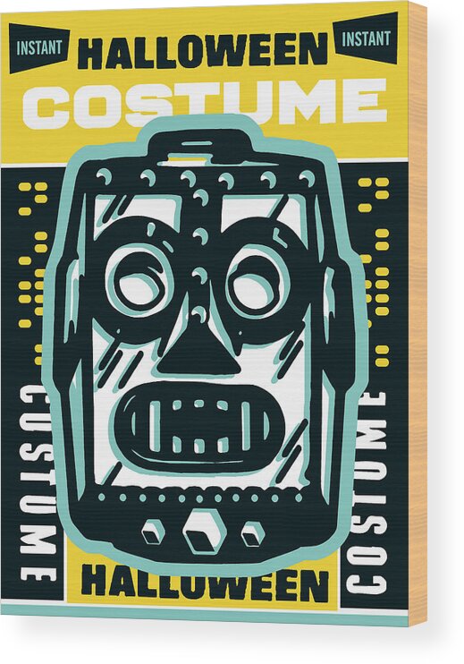 Campy Wood Print featuring the drawing Robot Halloween costume by CSA Images