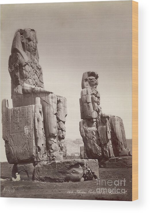People Wood Print featuring the photograph Ruins Of The Colossus Of Memnon by Bettmann