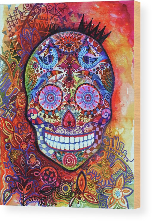 Sugar Skull Wood Print featuring the painting Scull by Oxana Zaika