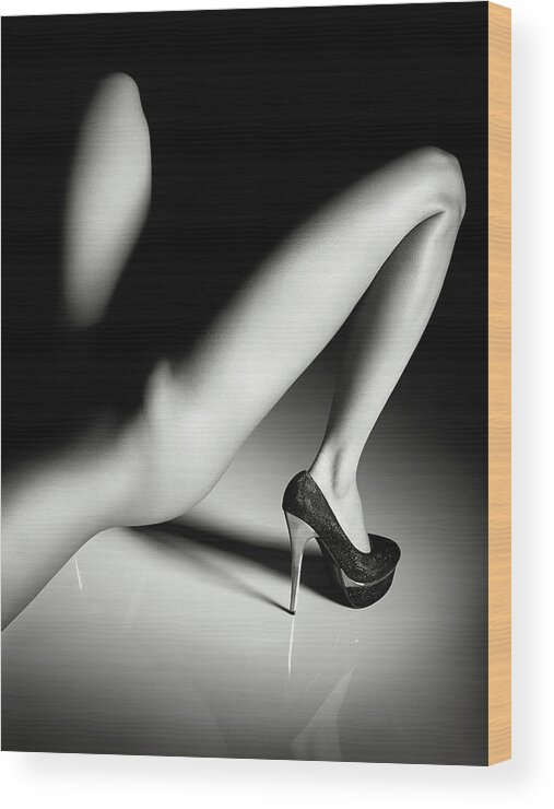 Woman Wood Print featuring the photograph Sensual legs in high heels by Johan Swanepoel