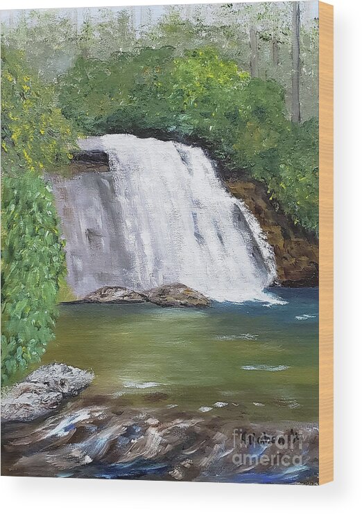 Silver Run Falls Painting Wood Print featuring the painting Silver Run Falls by Stanton Allaben