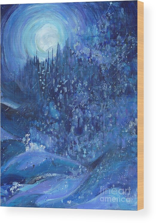 Contemporary Wood Print featuring the painting Snowstorm by Tanya Filichkin