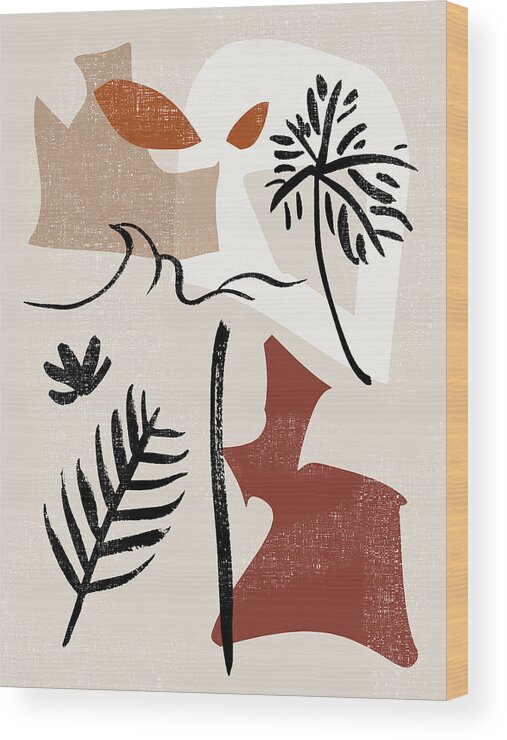 Botanical Floral Wood Print featuring the painting Soft Palms Vi by Melissa Wang