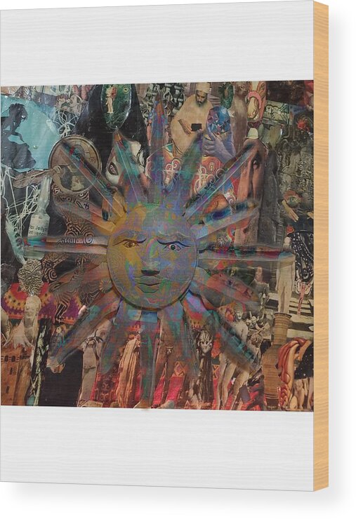 Sun Wood Print featuring the mixed media Sun by Michelle White