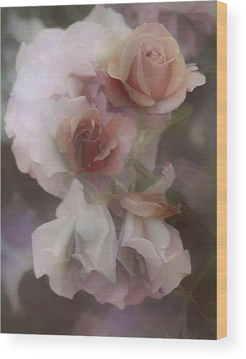 Roses Wood Print featuring the digital art Tender Bouquet by DonaRose