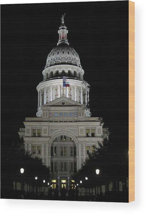 Shadow Wood Print featuring the photograph Texas Capitol II - Austin by Borsheim