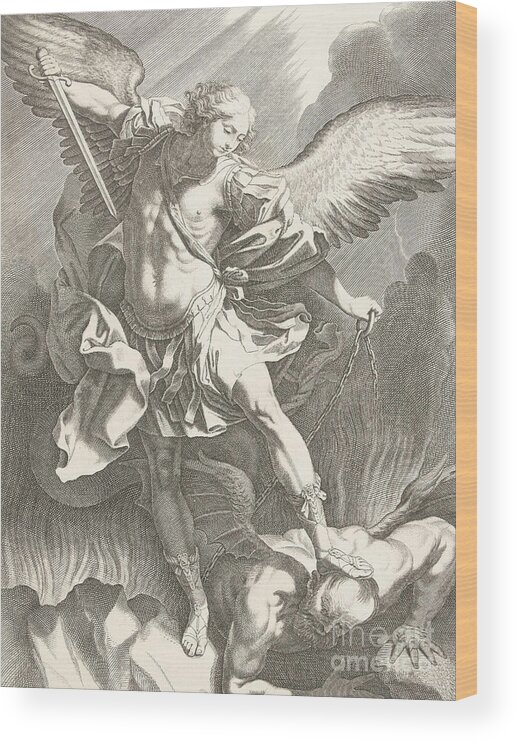 get nervous powder breast The Archangel St Michael defeating the Devil, engraving Wood Print by Guido  Reni - Fine Art America