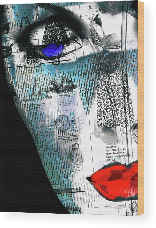 Woman Wood Print featuring the digital art The deep blue eye by Gabi Hampe