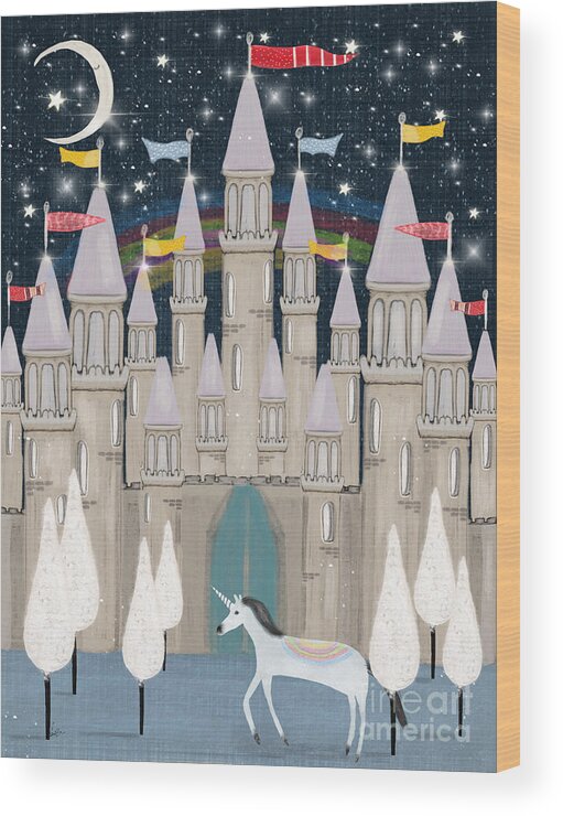 Princess Castles Wood Print featuring the painting The Fairy Princess Castle by Bri Buckley