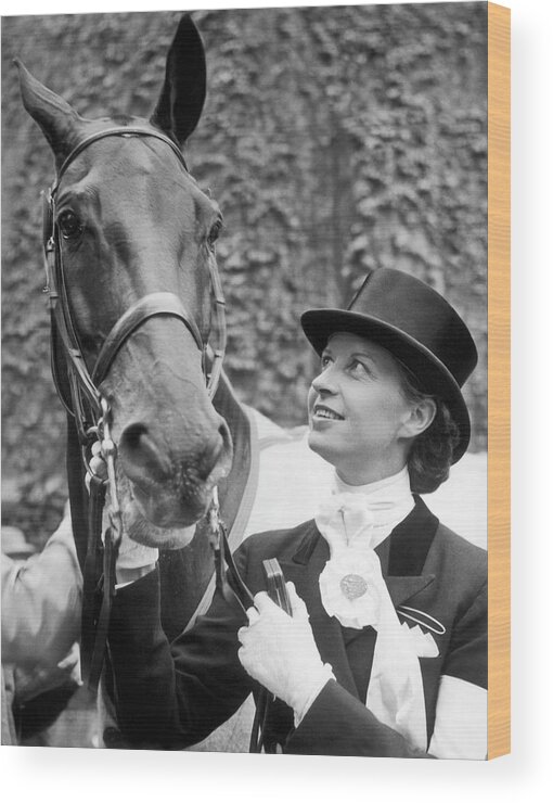 Horse Wood Print featuring the photograph The Rider Lis Hartel At The Equestrian by Keystone-france