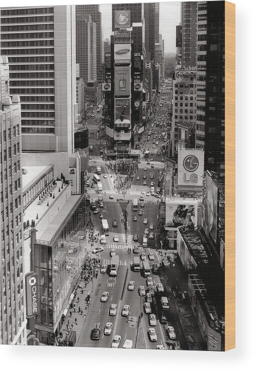 Times Square Wood Print featuring the photograph Timess~3 by Chris Bliss