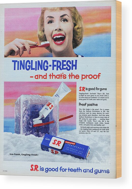 Toothbrush Wood Print featuring the photograph Tingling-fresh by Picture Post