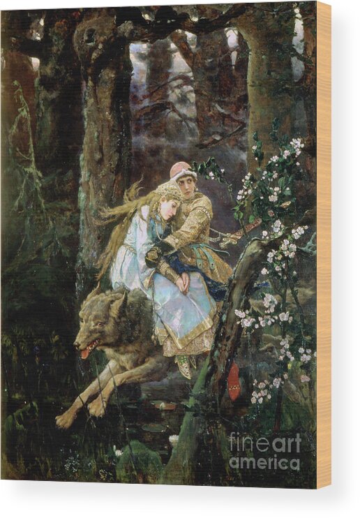 Child Wood Print featuring the drawing Tsarevich Ivan Riding The Grey Wolf by Heritage Images