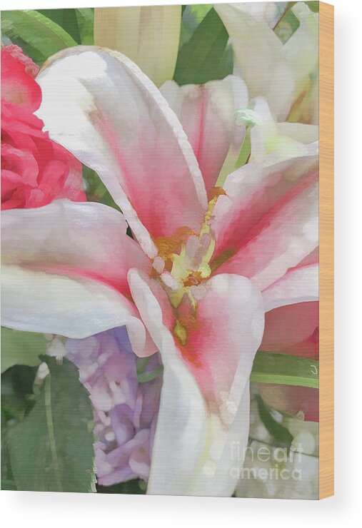Abstract Wood Print featuring the photograph Tulip in pastel by Phillip Rubino