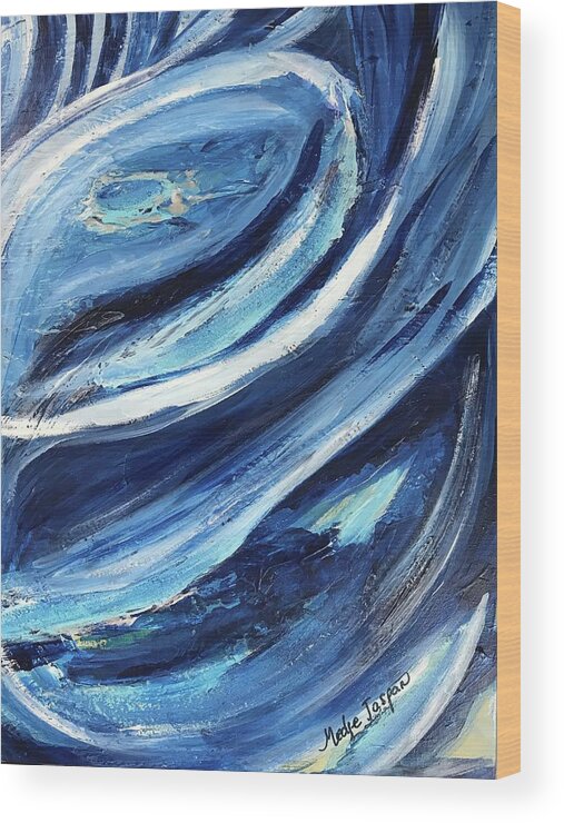 Uranus Blue Wood Print featuring the painting Uranus Eyes by Medge Jaspan
