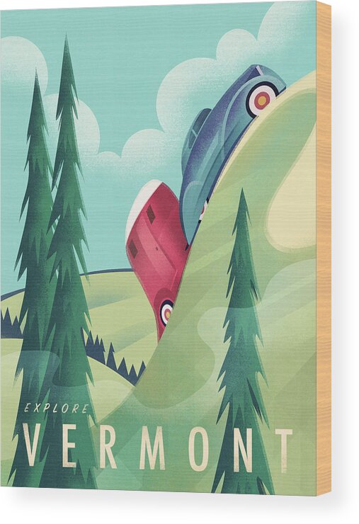 Vermont Camping Wood Print featuring the digital art Vermont Camping by Martin Wickstrom