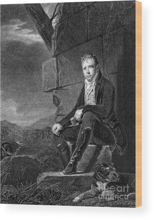 Engraving Wood Print featuring the drawing Walter Scott, Scottish Poet by Print Collector