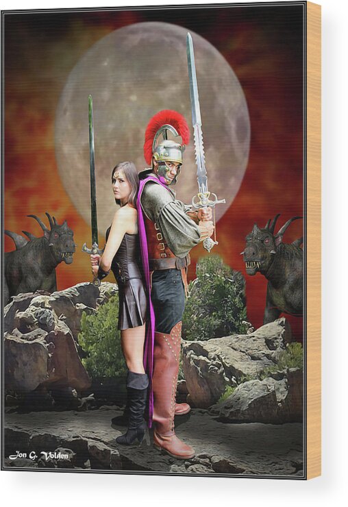 Xena Wood Print featuring the photograph Warriors Back To Back by Jon Volden