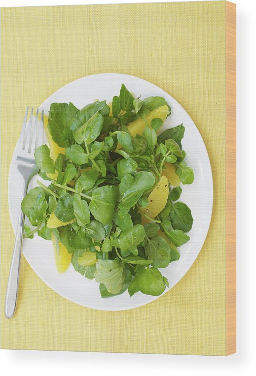 Orange Color Wood Print featuring the photograph Watercress Orange Salad by James Baigrie