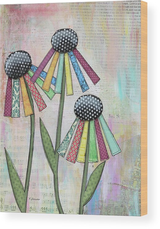 Wild Daisies Wood Print featuring the mixed media Wild Daisies by Let Your Art Soar