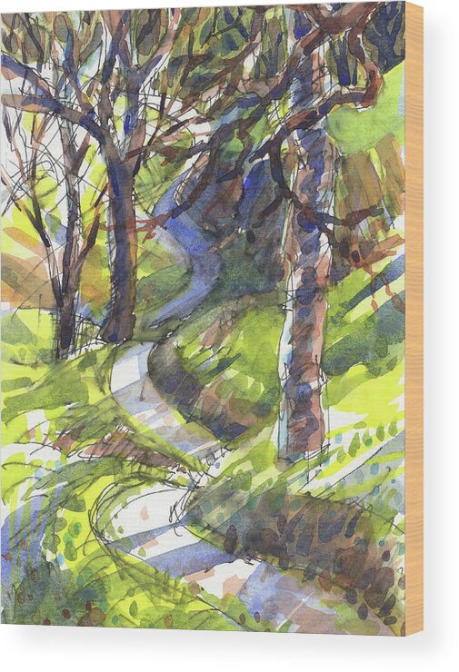 Landscape Wood Print featuring the painting Winding Trail by Judith Kunzle