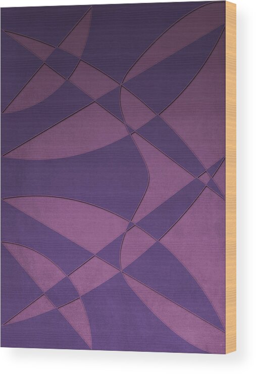 Curves Wood Print featuring the digital art Wings and Sails - Purple and Pink by Jason Fink