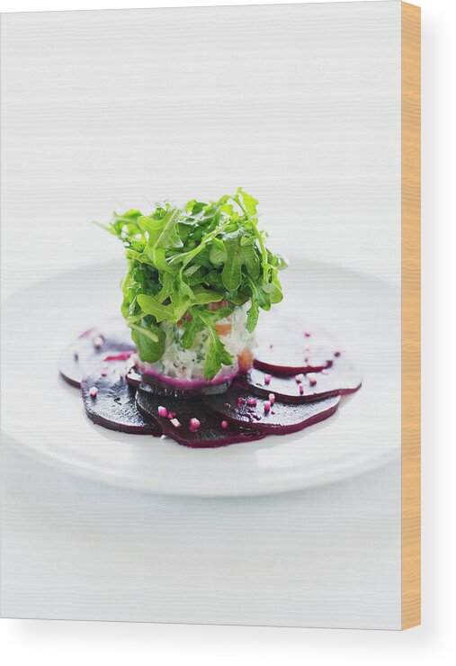 White Background Wood Print featuring the photograph Winter Root Vegetable Salad With Beets by Thomas Barwick