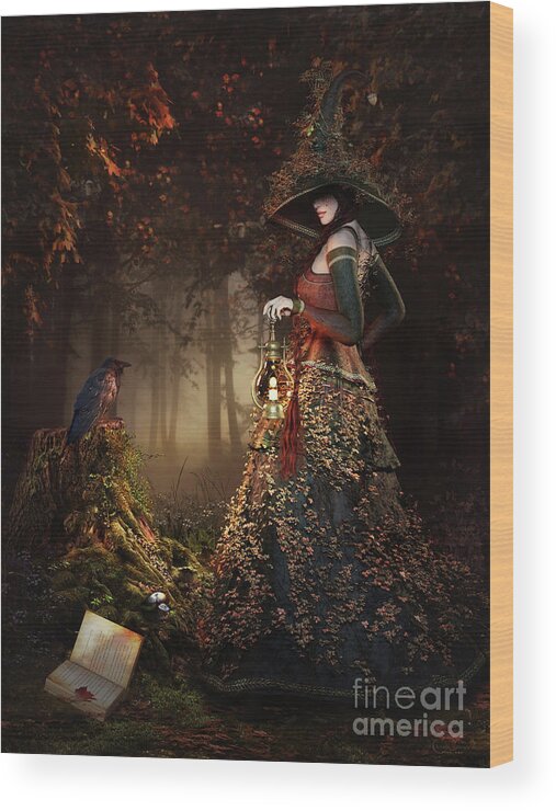 Wood Witch Wood Print featuring the digital art Wood Witch by Shanina Conway