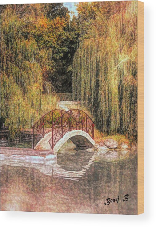 Bridge Wood Print featuring the photograph Yerevan Pond 1 by Bearj B Photo Art