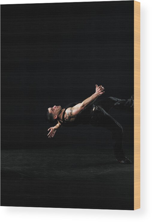 Human Arm Wood Print featuring the photograph Young Man Breakdancing, Side View by Thomas Barwick