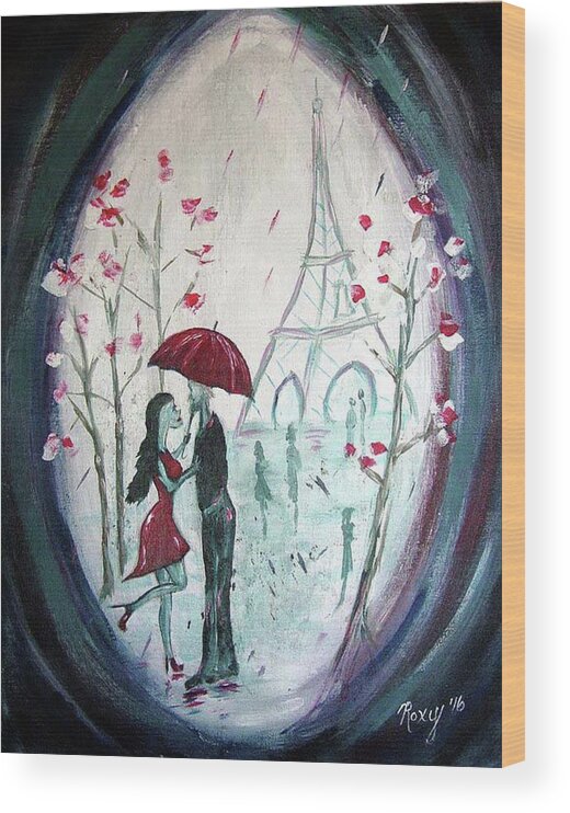 Romantic Wood Print featuring the painting I only have eyes for you. by Roxy Rich
