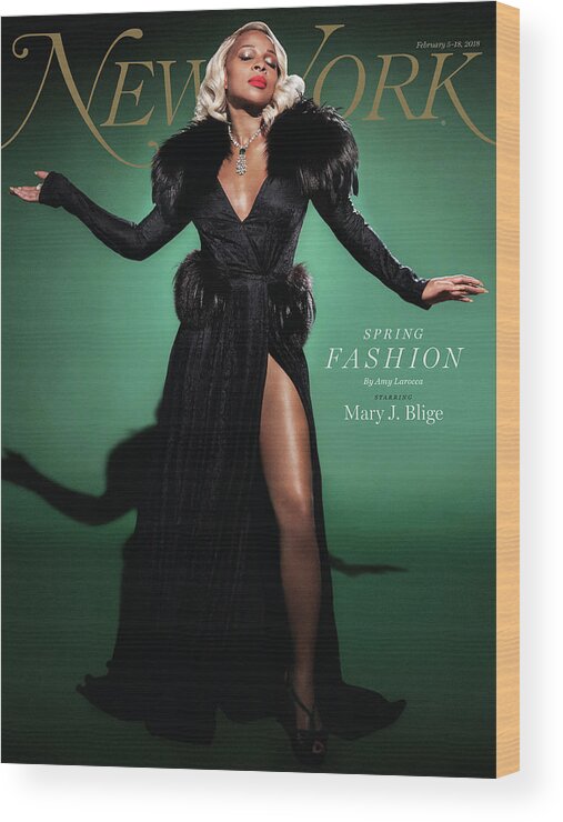 Celebrity Wood Print featuring the photograph Mary J. Blige, Spring Fashion 2018 by Radka Leitmeritz