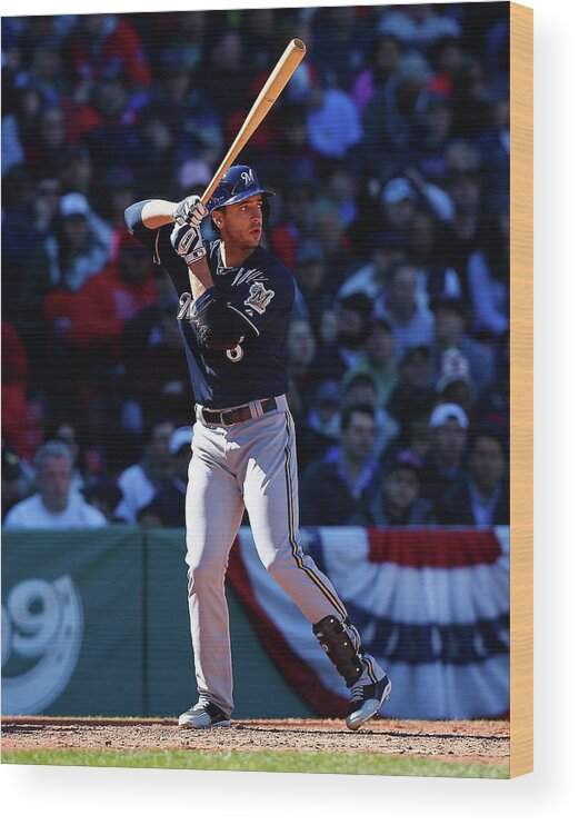 American League Baseball Wood Print featuring the photograph Ryan Braun by Jared Wickerham